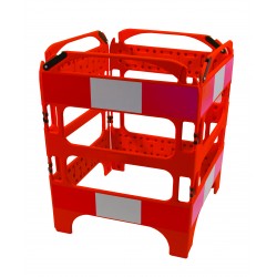 Barrière de chantier rigide pliable 4 pans rouge