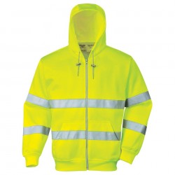 Sweatshirt zip à capuche HV B305 Jaune Fluo Portwest