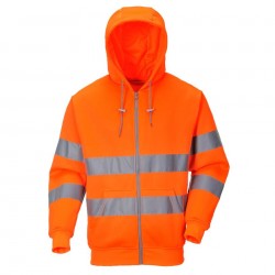 Sweatshirt zip à capuche HV B305 Orange Fluo Portwest